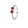 S925 silver new silver bow ring pink color black fashionable niche high-end women's jewelry