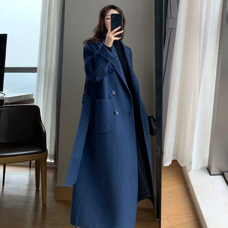 Il Nuovo Cappotto di Lana da Donna di Media Lunghezza È Sottile e Largo Sopra il Ginocchio Taglie Forti Cappotto di Lana da Donna