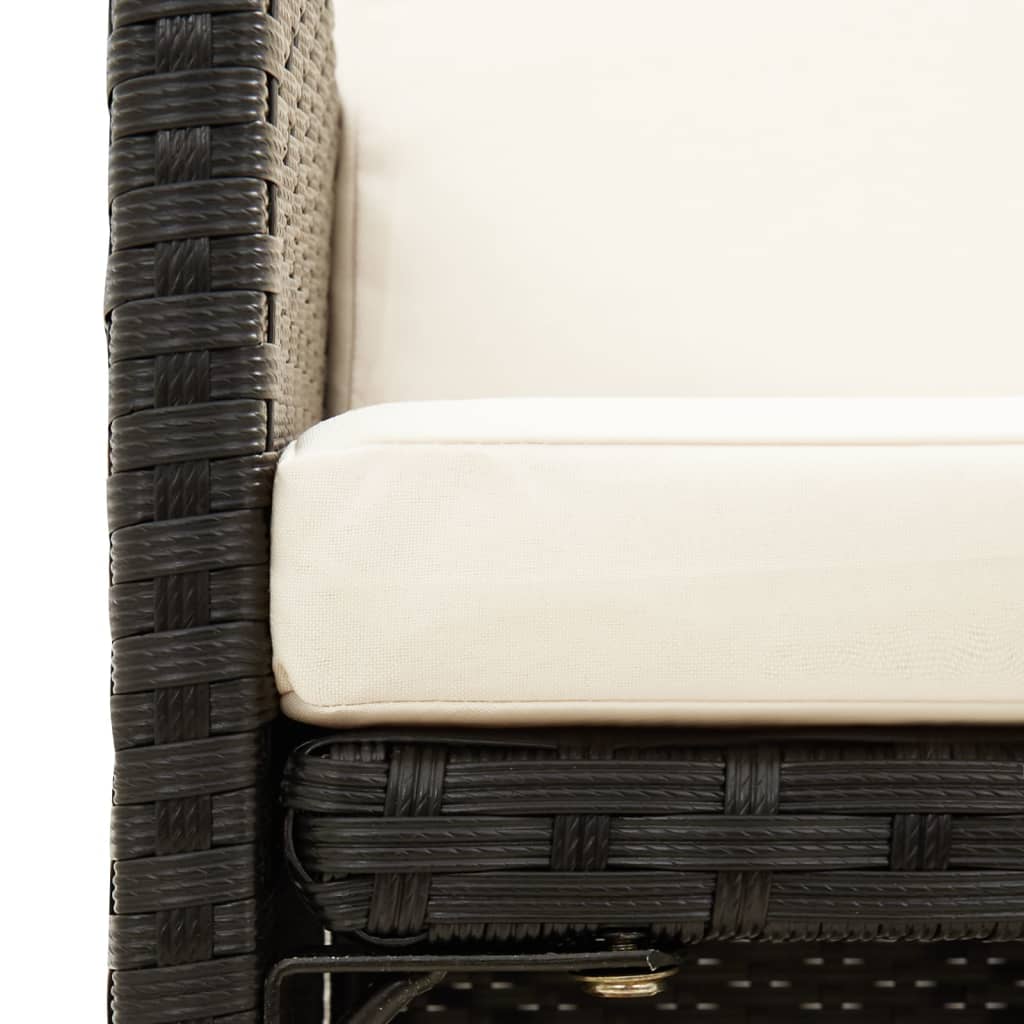 4 Piece Garden Chair and Footstool Set Poly Rattan Black