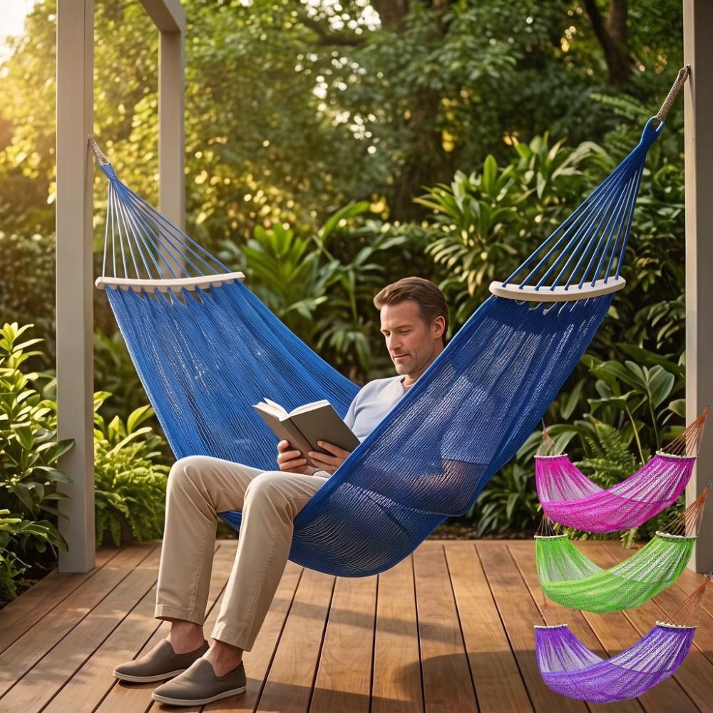 Curved Rod Camping Mesh Hammock Good Load-bearing Hanging Swing Outdoor Swing Hammock Travel