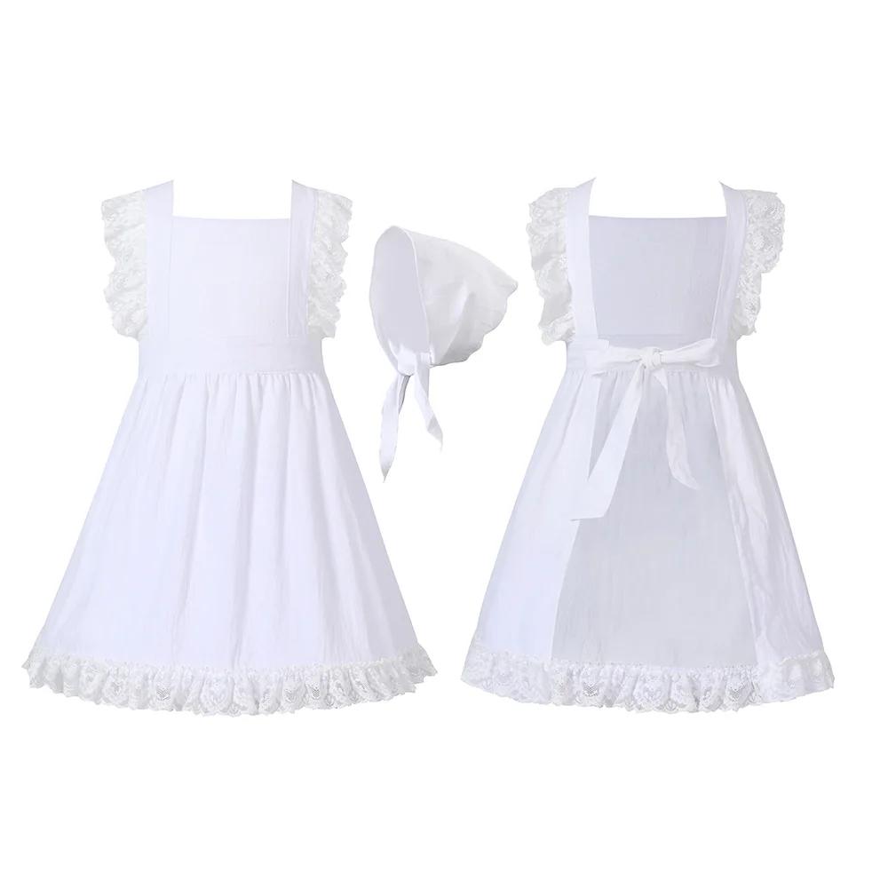 Costume de Pèlerin Costumes de Fille de Ferme Coloniale Costumes de Pionnier Robe de Prairie 2-4 ans 4-10 ans 10-16 ans Pré-adolescents Adolescents L (10-12Y)
