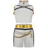 Kids Girls POP Singer Rumi Printing Party Cosplay Costume Children Super Star Stage Show Top Shorts Jacket Set Dress Up Halloween Outfit