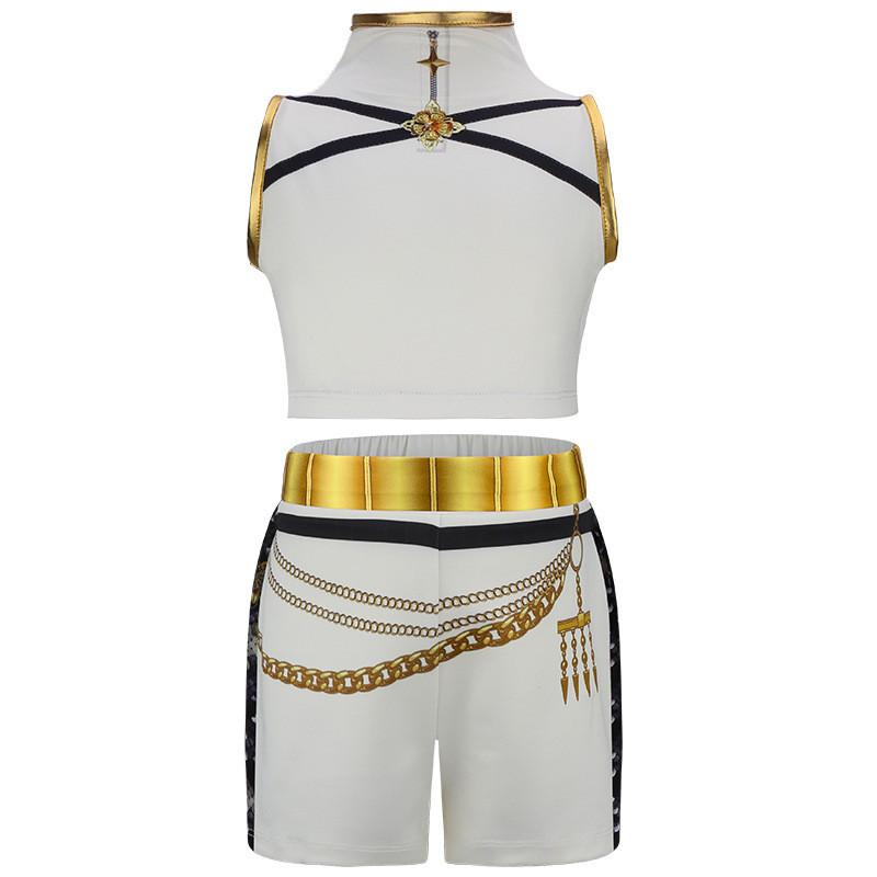 Kids Girls POP Singer Rumi Printing Party Cosplay Costume Children Super Star Stage Show Top Shorts Jacket Set Dress Up Halloween Outfit
