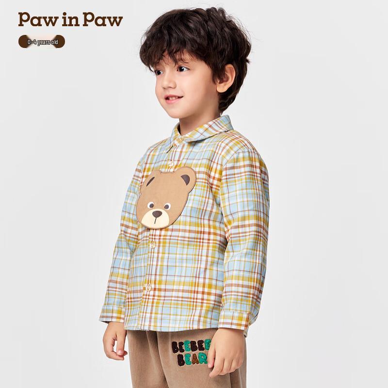 PawinPaw Baby Boy's Cartoon Bear Plaid Shirt