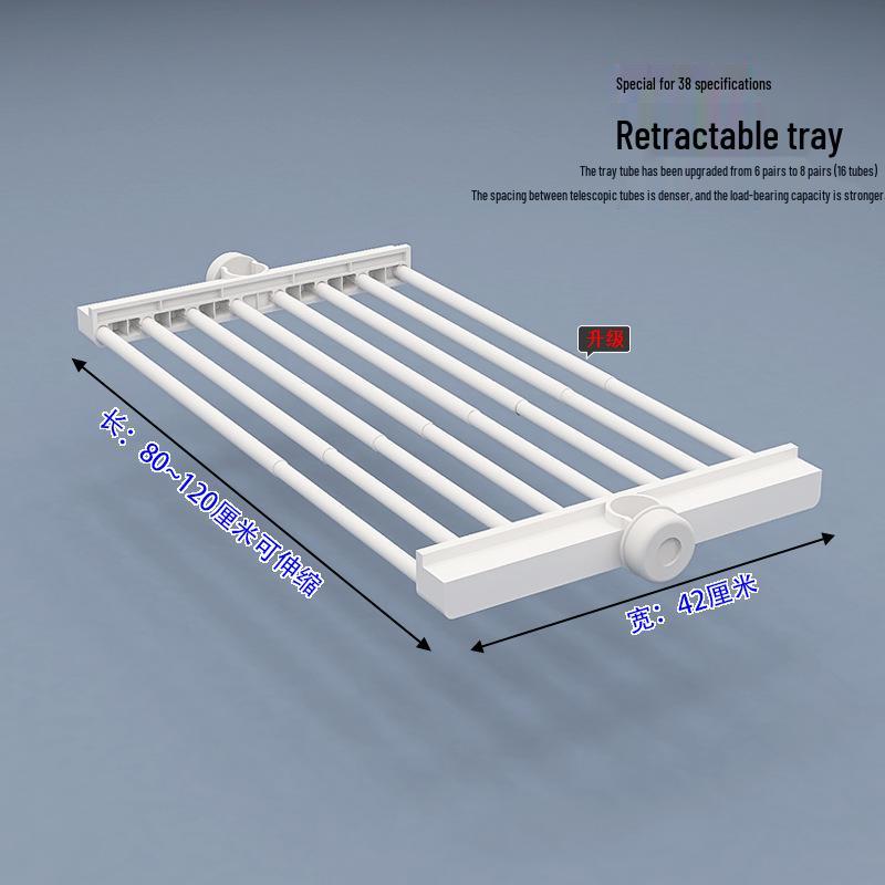 Telescopic Floor-Standing Clothes Rack Pole, 38mm Diameter, No-Drill, with Track for Home Use, Drying, Bedroom, Balcony, and Curtain Hanging