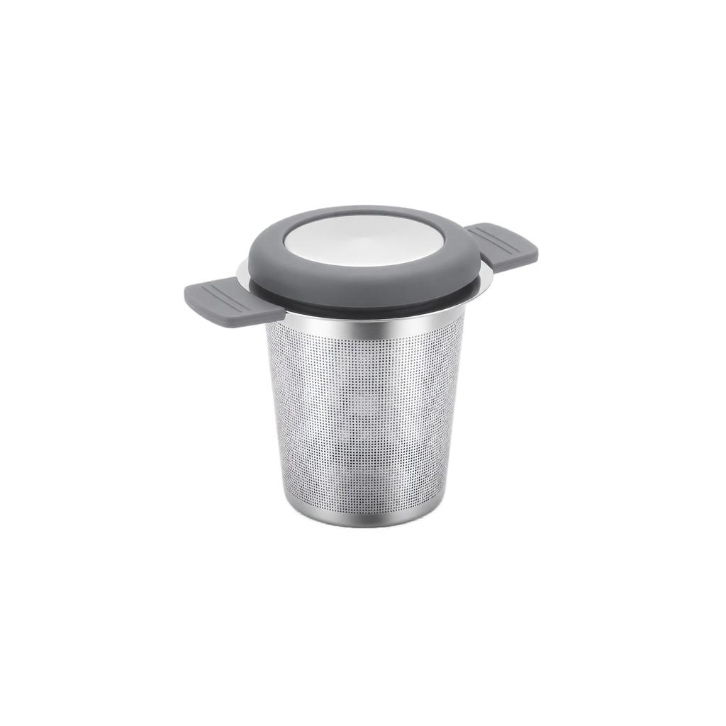 Infusore da tè in acciaio inossidabile con coperchio in silicone, Colino per tè in foglie sfuse per la preparazione