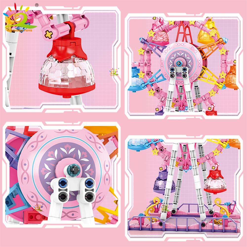 Non-Toxic Moc Cute Ferris Wheel Building Block Model Brick Diy Construction Toy For Children Desk Decor.