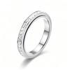 Light luxury temperament rotatable single row full diamond titanium steel ring women's 18k non-fading zircon gypsy couple ring
