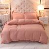 4pcs/set European-style Simple and Modern Solid Color Embroidered Quilt Bedding Bed Skirt Set Bedding Set Comfortable Soft Four-piece Set