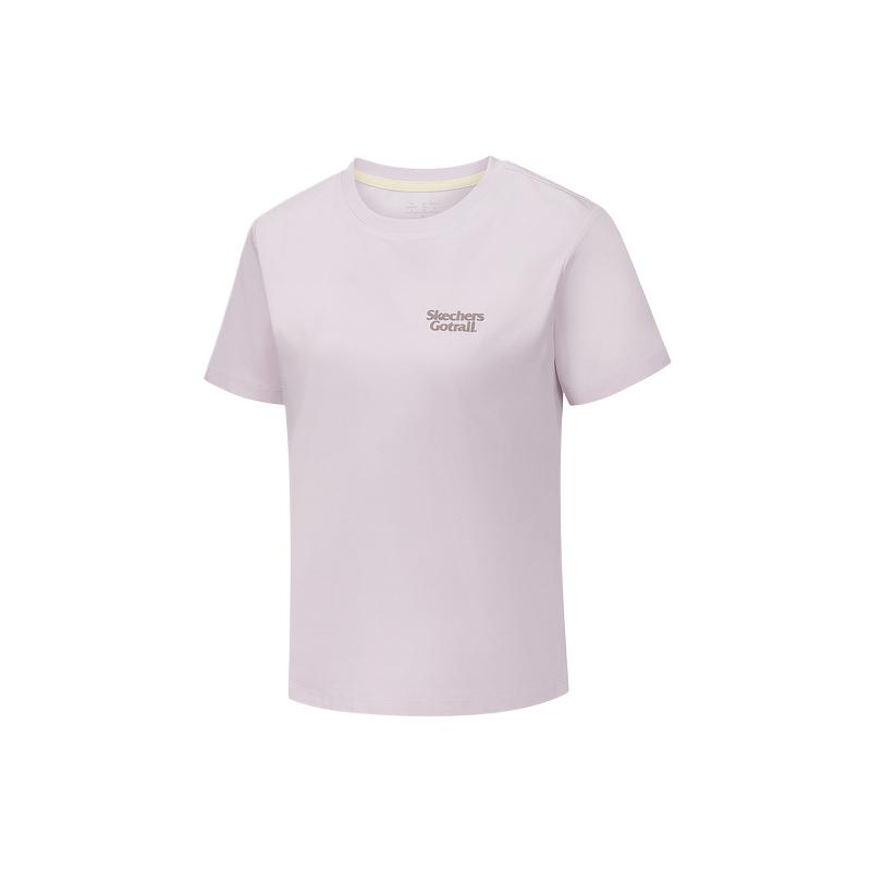 Skechers Solid Color Short Sleeve Round Neck T-Shirt Women tops P326W007-0239 S