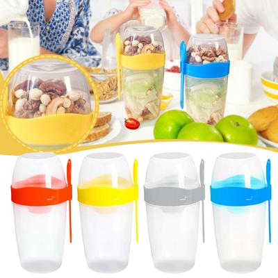Double-layer Portable Breakfast Cup, Takeaway Breakfast Cup With Lid And Spoon, Practical Takeaway Yogurt Cereal, Suitable For School