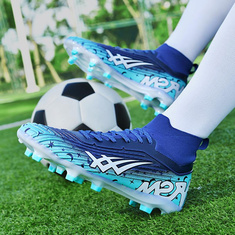 Pink Football Field Boots Men High Top FG Soccer Shoes Man Outdoor Profession Lightweight Men's Artificial Grass Soccer Cleats