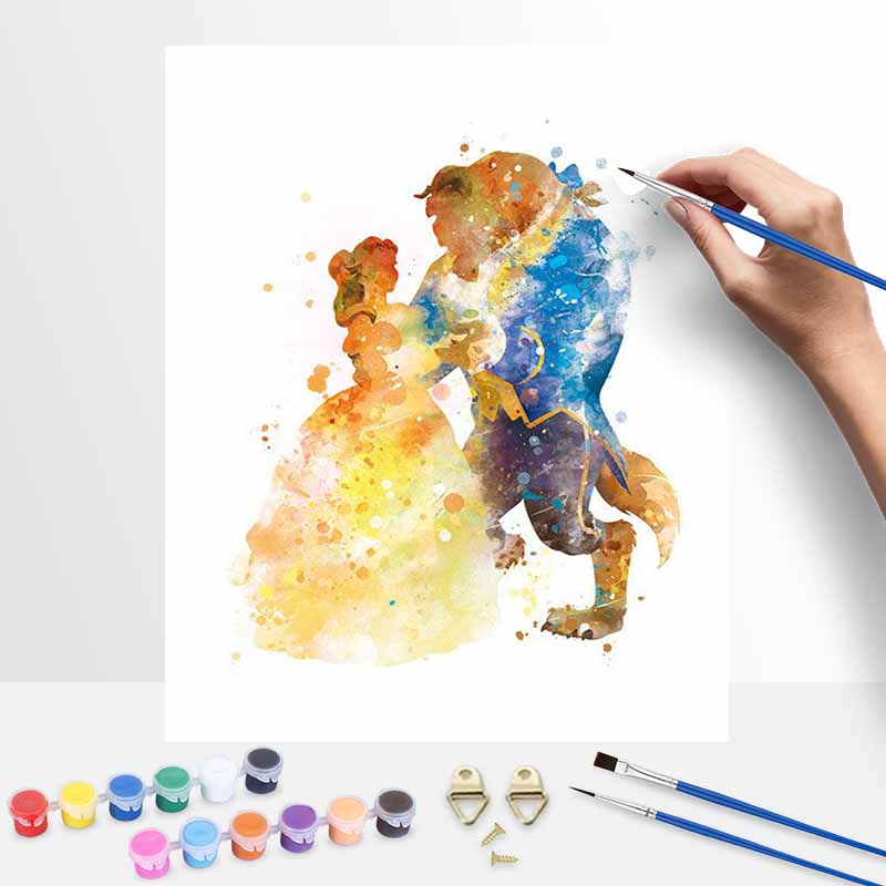 Disney Beauty and the Beast Digital Oil Painting Diy Coloring Handpainted Filling Home Decoration Gift for Art Lovers Wall Decor