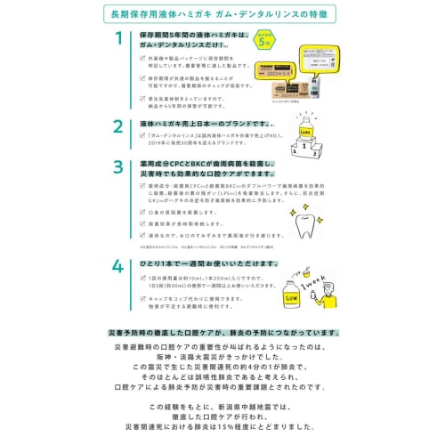 GUM Long-lasting Dental Rinse, Waterless Liquid Toothpaste, 250ml, Hygienic, Clean, Oral Hygiene, Disaster Preparedness, No Rinse Required