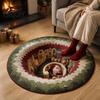 Retro Style Floor Pad Christmas Round Area Rug, 3D Optical Illusion Carpet, Stain & Wear Visual Rug Resistant Throw for Living Room Sofa Bedroom