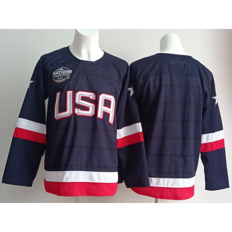 Mens Ice Hockey Jersey Custom Embroidered USA Team 7 19 21 86 Blue White Sportswear Sleeveless Performance Top