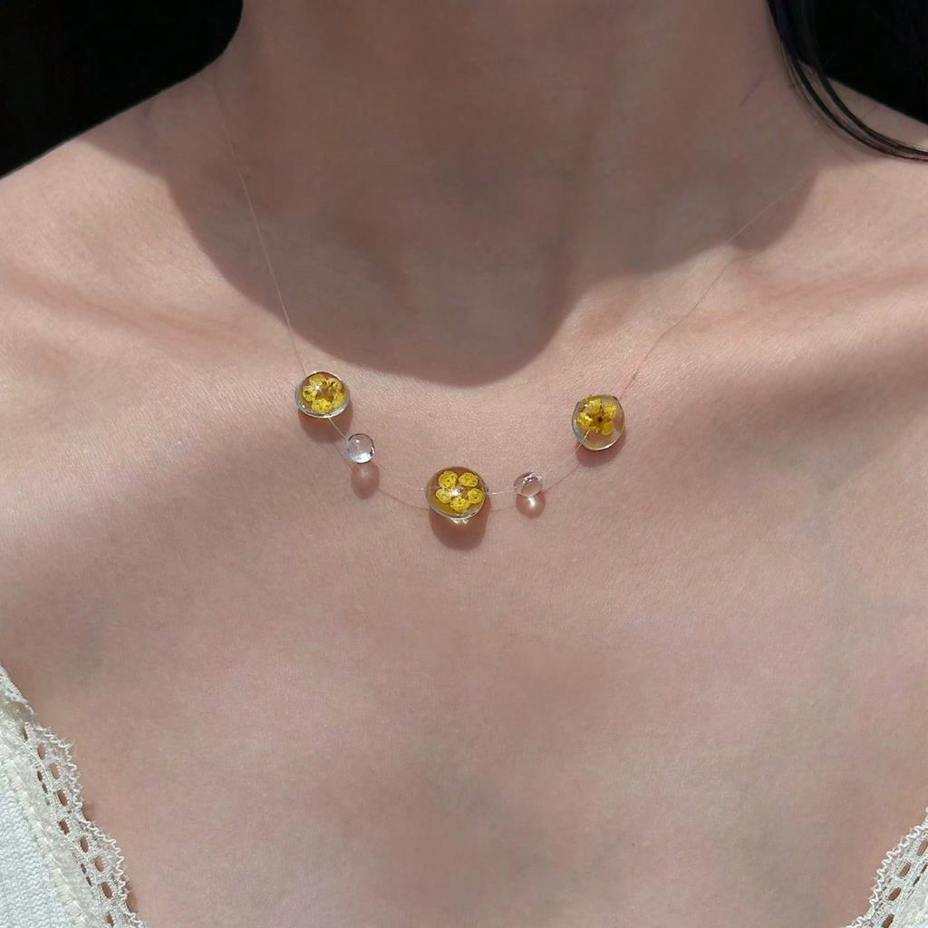 Ins Simulation Water Drop Clear Dewdrop Series Necklace Handmade Glue Dripped Fashion Jewelry Women Niche Gifts Friends