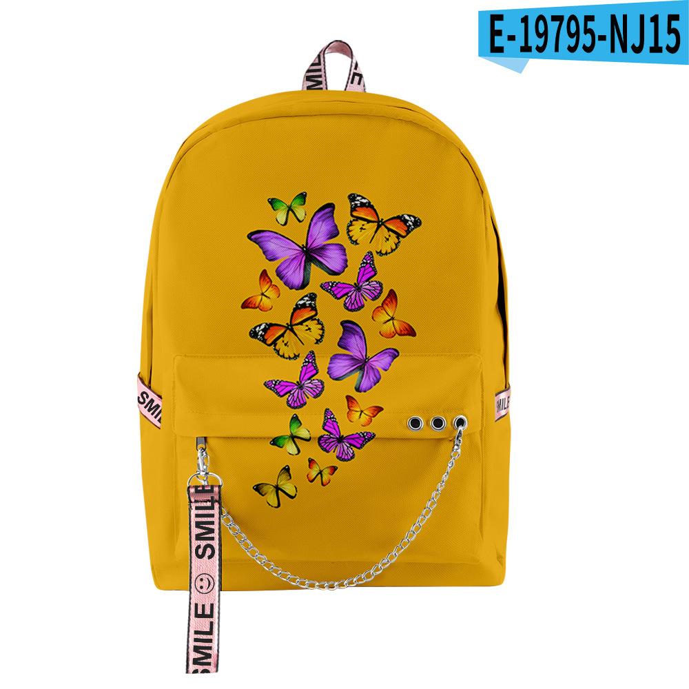 Cartoon Youthful School Bags Unisex Funny Butterfly Travel Bags 3D Print Oxford Waterproof Notebook Shoulder Backpacks