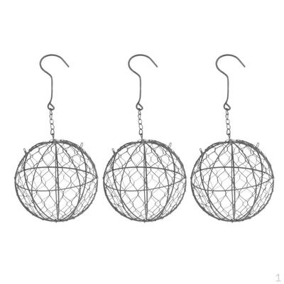 3Pcs 15cm Iron Ball Shape Pot Metal Hanging Er Holder