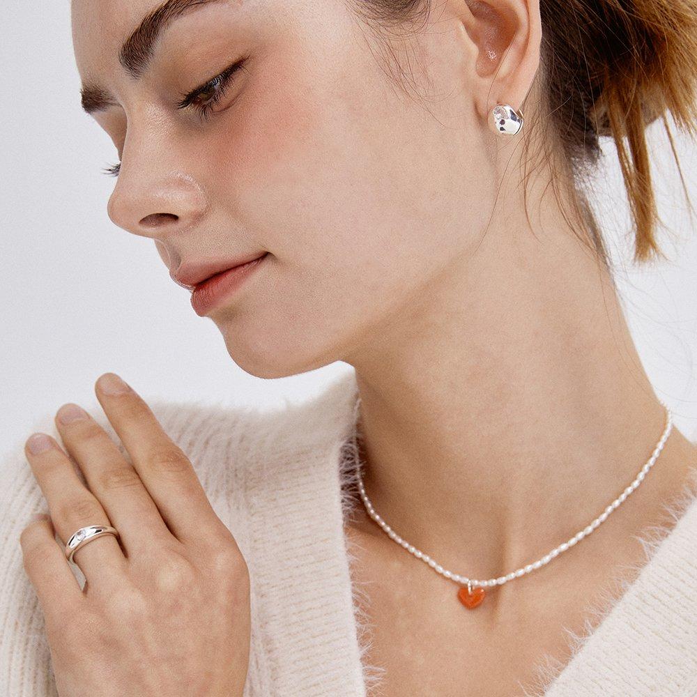 Cute Plump Heart Pearl Necklace Nz2026