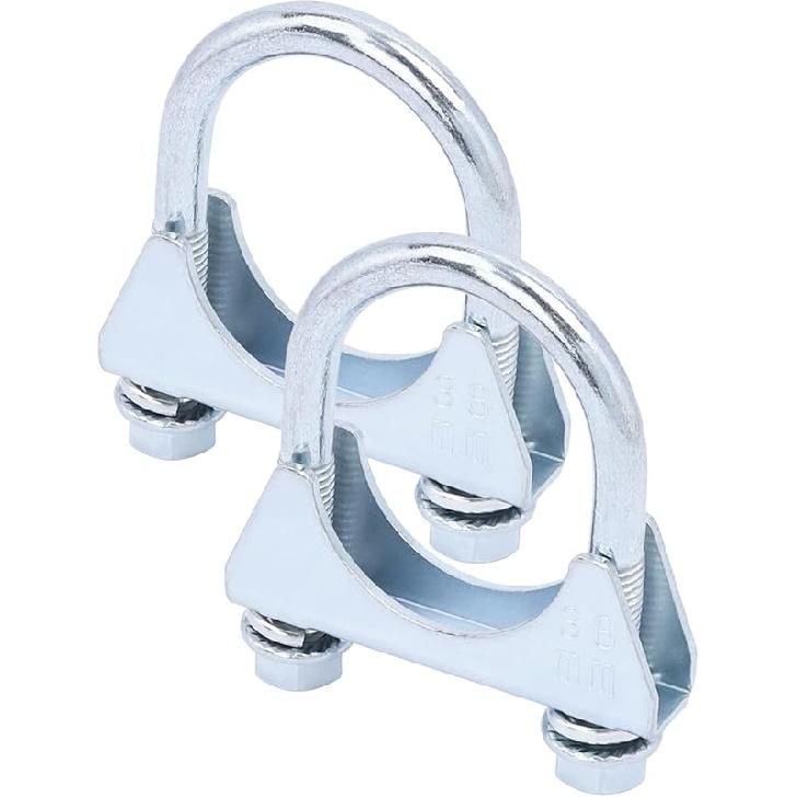 2 Pack 1.5" U Bolt Clamp Saddle-Style Muffler Exhaust Clamps On Tip Pipes 38 Mm Steel U-Bolt Exhaust Pipe Clamps (1-1/2")