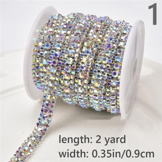 2 ярда DIY Хрустальная стразовая отделочная цепочка Диаманте Швейная крафтовая лента Декор 1