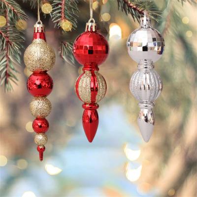6 Stück/Set Weihnachtsbaum Anhänger Reflektierend mit Seil Erhöhen Festliche Atmosphäre Neujahr Langlebig Schönes Aussehen Einfaches Aufhängen Weihnachten
