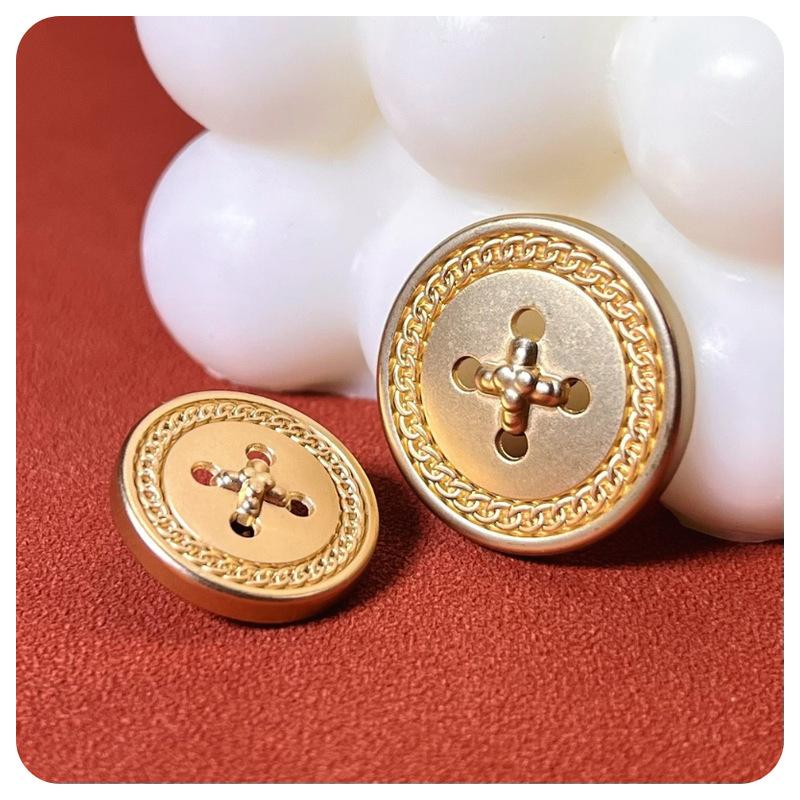10pcs Golden Metal Button Clothing Pants Bag DIY Craft High-Grade Decorative Hollow Out Round Buttons Accessories