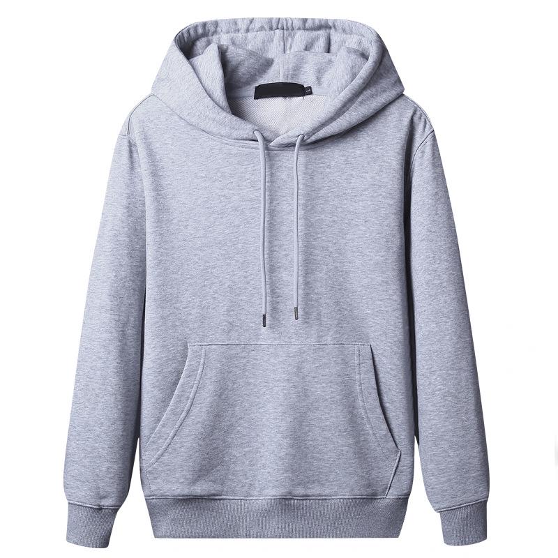 Men's Trendy Solid Color Velvet-Lined Hooded Sweater - Thick, Warm, Autumn/Winter Korean Style Pullover with Round Neck.