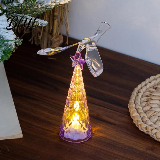 Cone Small for Tabletop LED Glowing Decor Holiday Home Decoration Faux Crystal Christmas Tree Lights Mini Light with Flying Bird & Star Souvenirs