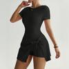 Yoga One-Piece Short Skirt Tight Back Fake Two-Piece Outdoor Fitness Anti-Light Sports Tennis Skirt Women