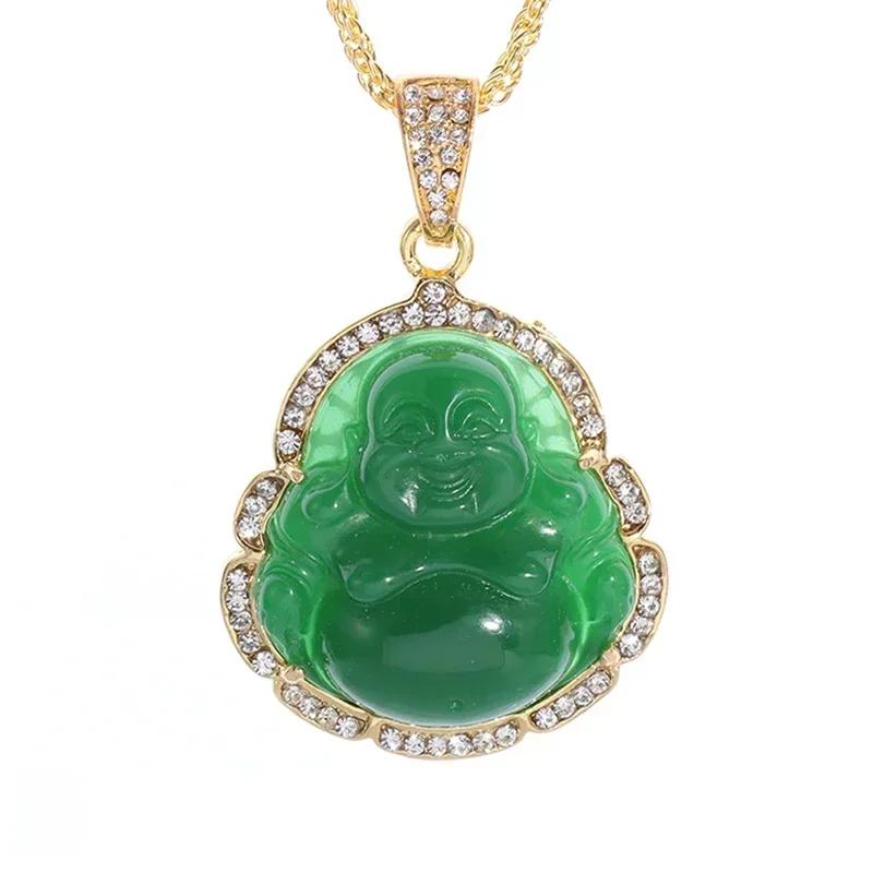 Obsidian Buddha Head Lucky Amulet Pendant Tathagata Buddha Blessing Necklace Religious Buddhist Jewelry Men and Women Gifts