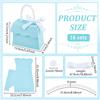 16sets Foldable Paper Wedding Candy Totes with White Imitation Pearl Round Beaded Handle and Ribbon Handbag Shape Light Cyan 13.9x6.1x10.7cm