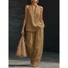 2026 Summer Women's Solid Color Halter Neck V-Neck Sleeveless Casual Suit