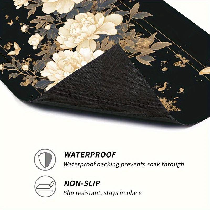 1Pcs Rubber Drying Mat With Floral  Butterfly For Coffee Shop Restaurant Kitchen Carpet Tableware Durable Diatom Mud Table Mat Pet Mat Coffeeware