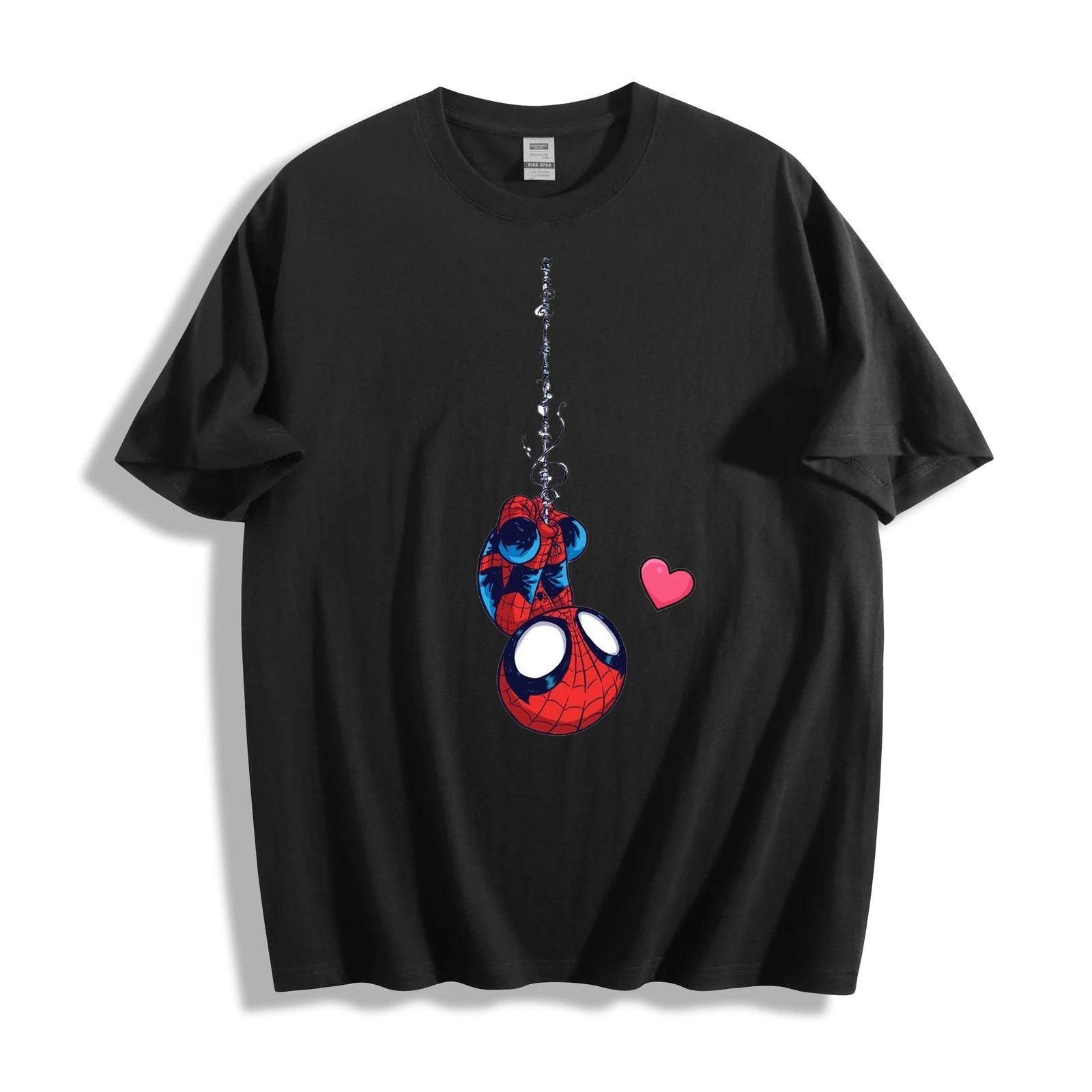 Spider-Man Hanging Tee - Chibi Spidey Upside Down Heart Marvel T-Shirt XXXXL