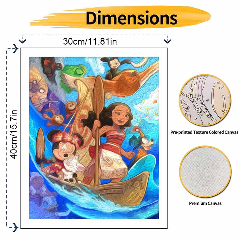 Disney Moana Mickey Mouse oil paint by numbers painting kit handmade diy home decor gifts creative wall art canvas for living room sets