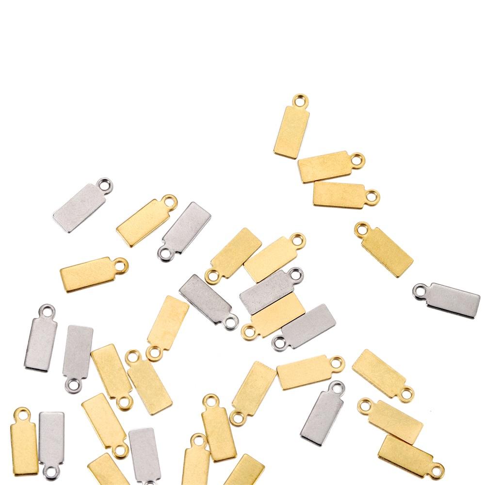 20-50pcs/lot Stainless Steel Square Pendants Charms Handmake For DIY Bracelet Necklace Jewelry Making Supplies Accessories