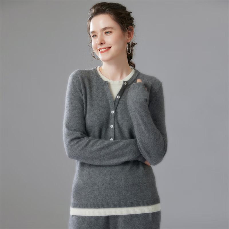 Fanzhen Women's Faux Two-Piece Cashmere Blend Sweater