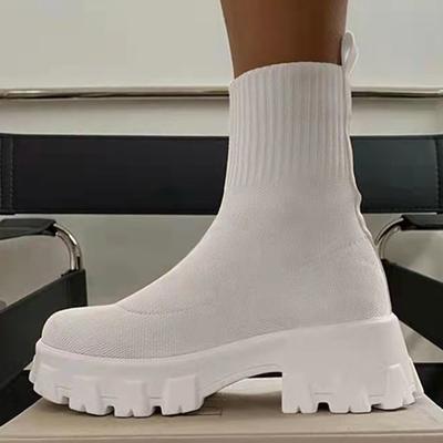 Women Boots Autumn Winter Boots Slip On Socks Shoes Women  Platform Boots With Heels Knitted Botines Female