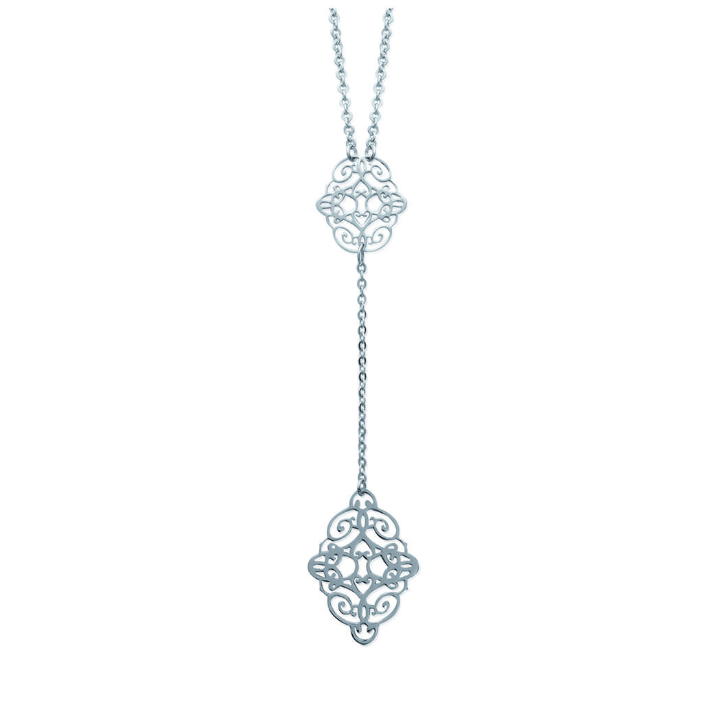 Les Trésors De Lily [K4164] - Silver 'Carmen' Steel Necklace - 11.5x2. 7cm