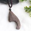 Handmade Wooden Pendant Necklace Ethnic Boho Style Long Chain Leaf Design Natural Women