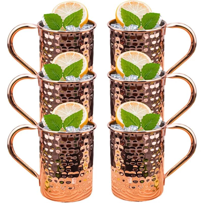 

8 шт. коктейльная винная кружка Московский мул кружка из нержавеющей стали с медным покрытием пивная кружка кофейный бар принадлежности посуда для напитков на Рамадан 301-400ml