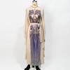 Gold Multi-layer Lotus Leaf Sleeve Positioning Sequin Embroidery Light Luxury Robe Muslim Dress