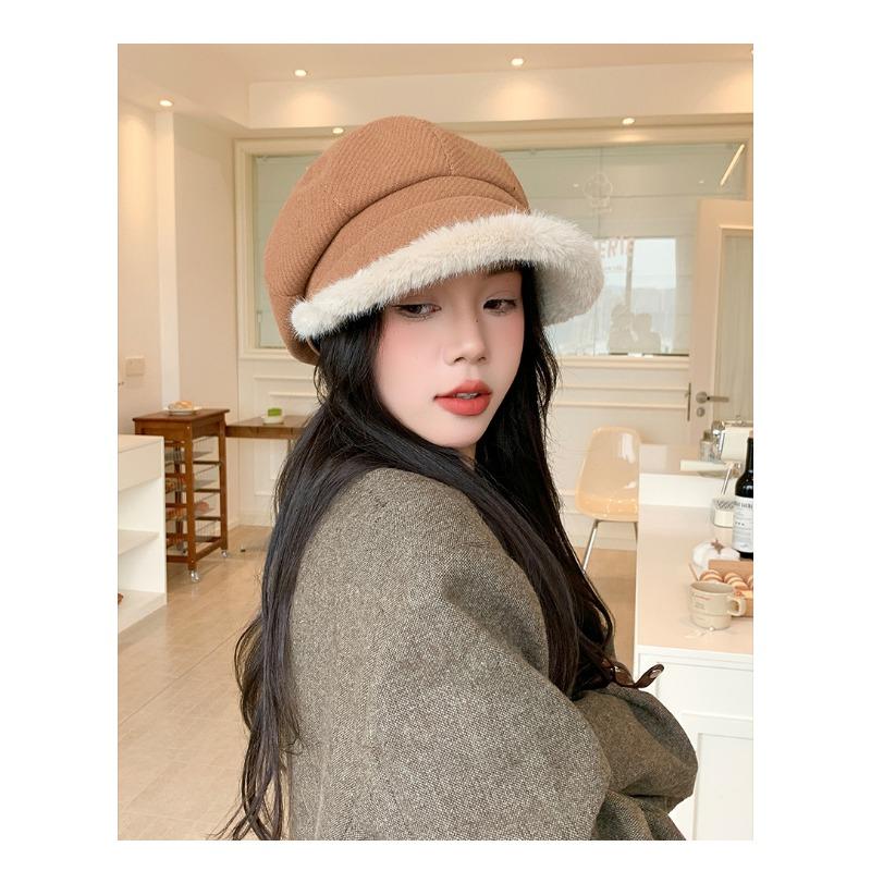 Women S Winter Octagonal Hat Large Brim Fashion Versatile Japanese Style