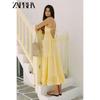 Zaprha 2025 Summer New Seaside Holiday Style Yellow Loose Backless Patchwork Dress 8232702