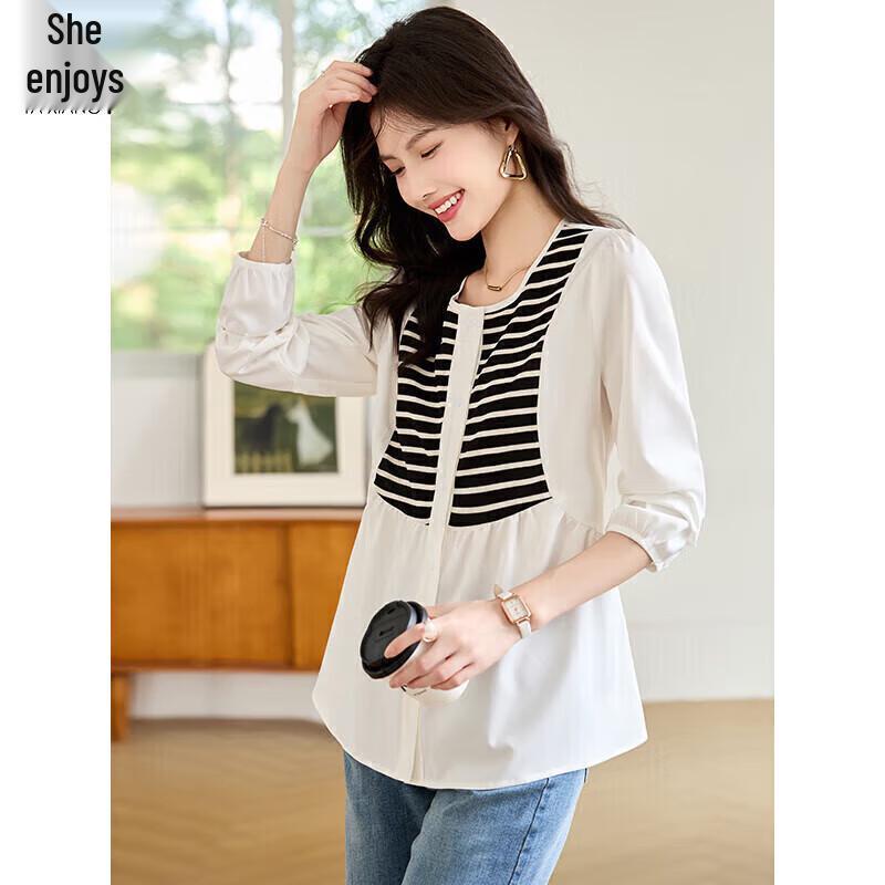 Women s Striped Long-Sleeve Blouse M