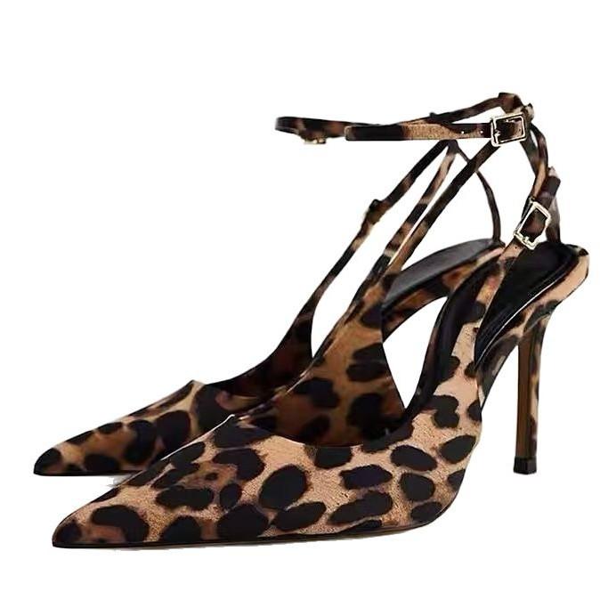 

ZA home 2025 лето внешняя торговля новые туфли-лодочки на высоком каблуке с леопардовым принтом в стиле поп-арт, женские, ретро, модные, универсальные мюли 40 цветной печати леопарда