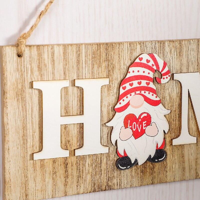 Door Welcome Hanging Ornament Christmas Gnome Welcome Home Door Sign Wooden Pendant Hello Door Decor Sign