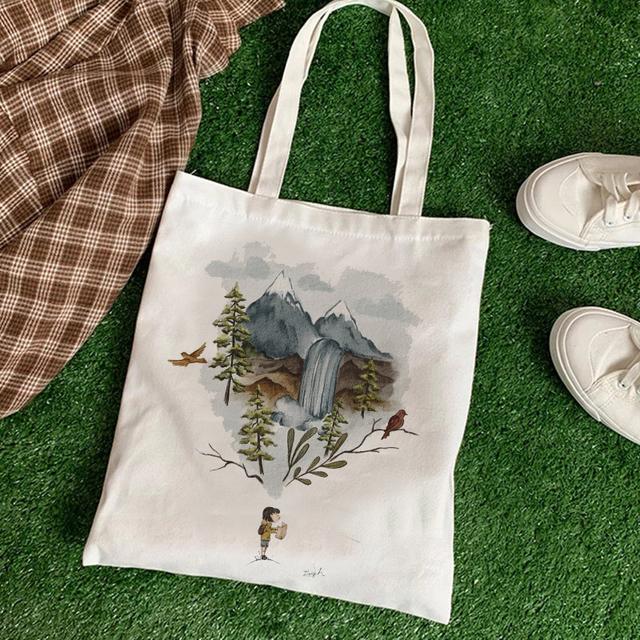 Kobiety Akwarela Zwierzęta Torba na zakupy wielokrotnego użytku Torba płócienna Torba Anime Torba Tote Harajuku Torba na ramię o dużej pojemności Torebka